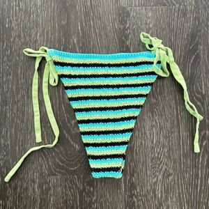 PacSun Green and Blue Black Crochet Bikini Bottom Size Small